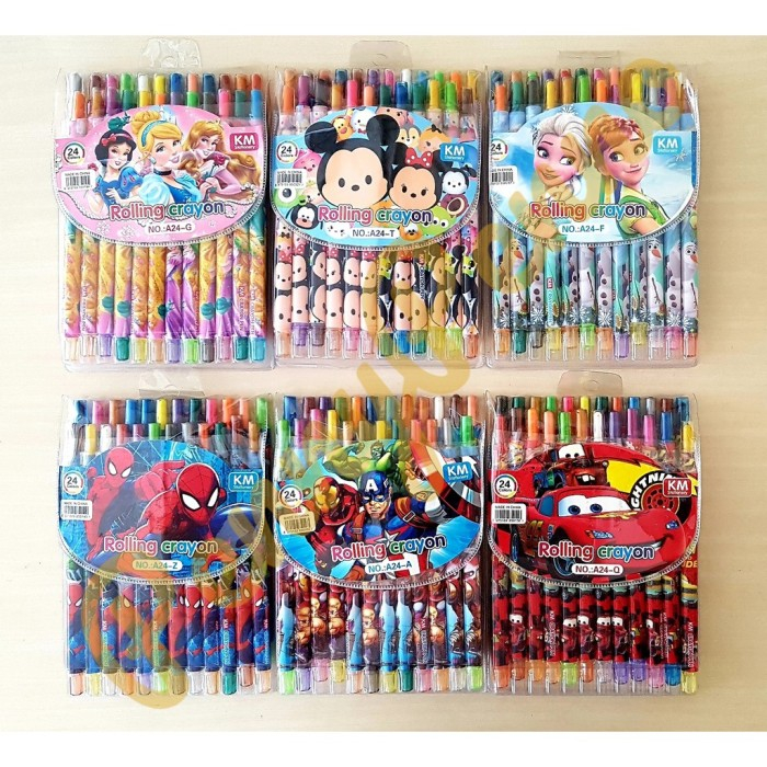 

Crayon Putar karakter KM 24 Warna/Rolling Crayon pendek lucu termurah