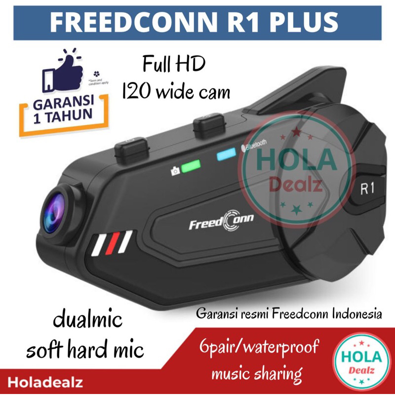 FREEDCONN R1 PLUS CAMERA NIGHT VISION PLUS INTERCOM R1 PLUS BLUETOOTH HELM UNIVERSAL ORIGINAL