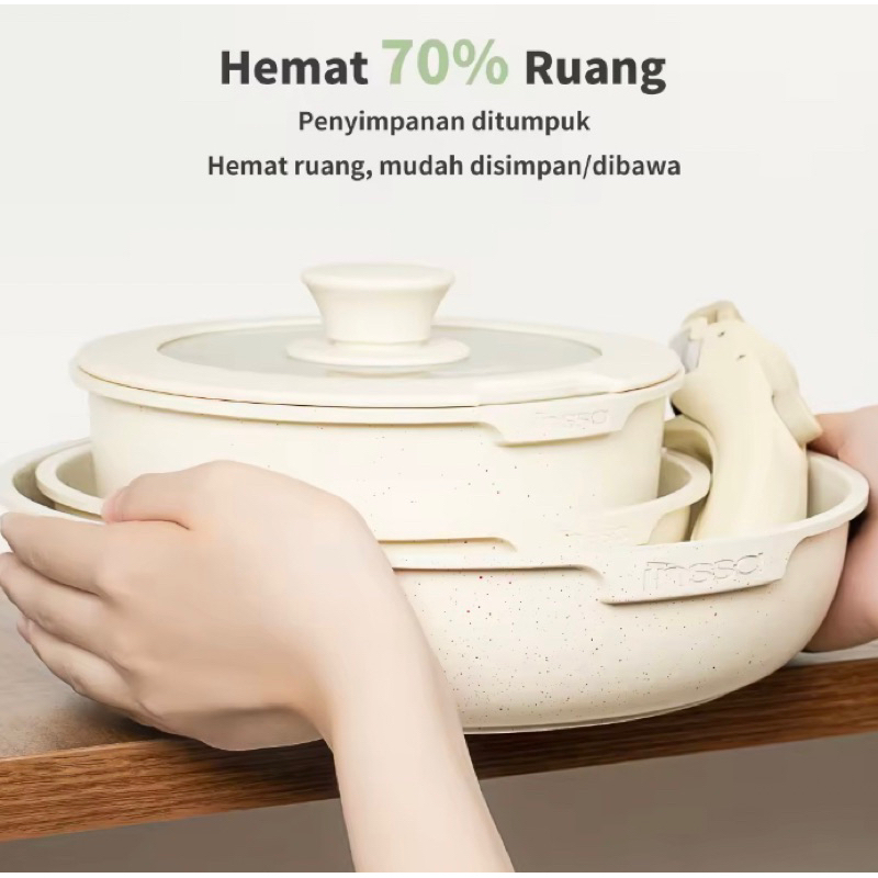 Simplus Detachable SET Panci (READY STOCK) BISA DILEPAS (Merk Inssa) Fry Pan Sauce Pan Penggorengan 