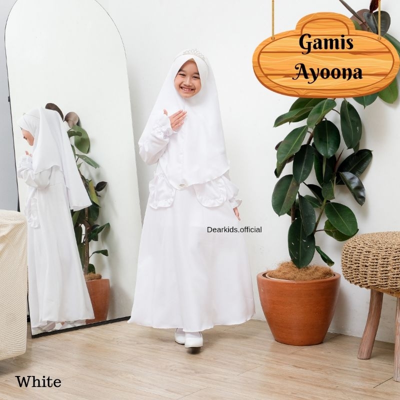 [ GAMIS AYOONA ] By DEARKIDS gamis anak putih ready stok samarinda baju muslim putih gamis syar'i pu