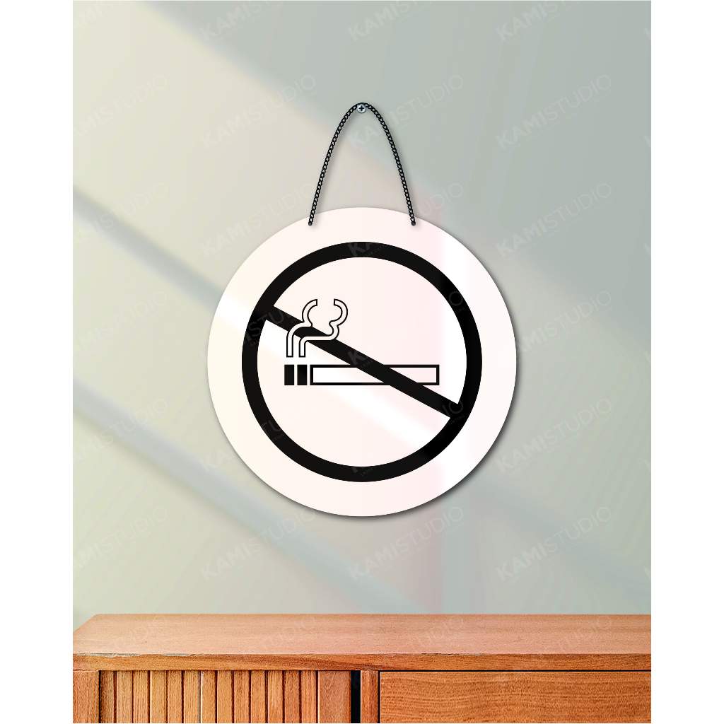 TULISAN NO SMOKING 20X20 CM GANTUNG/ SIGN GANTUNG NO SMOKING / TEMPELAN DINDING DENGAN RANTAI NO SMO