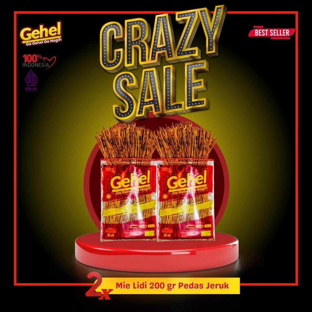 

Gehel [CRAZY SALE] TWINPACK MIE LIDI 200GR varian rasa Pedas Jeruk - Makanan Ringan