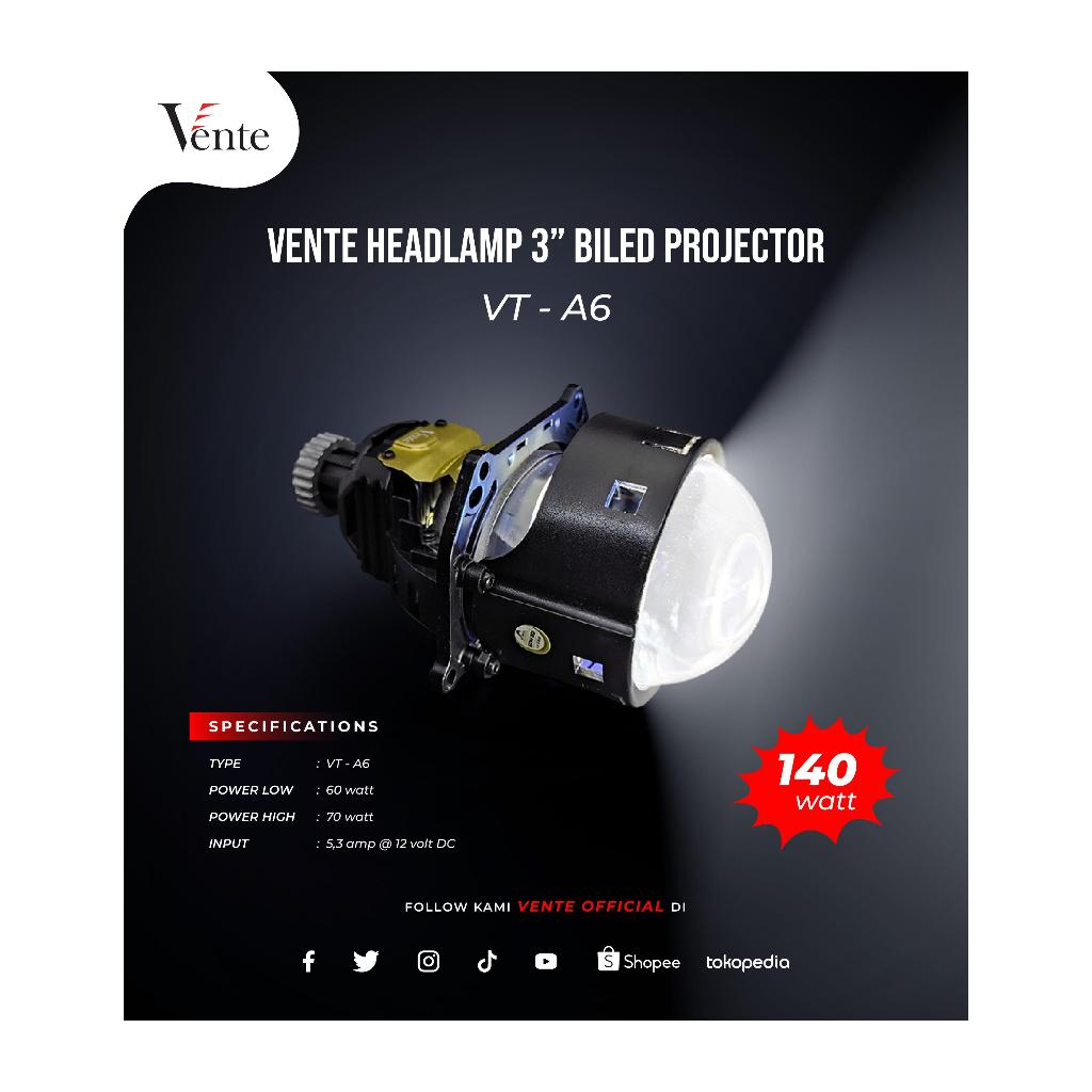 VENTE - Headlamp 3inch Biled Projector VT - A6