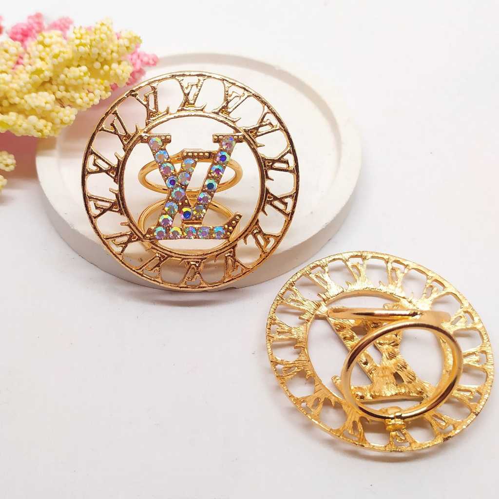 Termurah RING hijab /bros hijab/kolong jilbab/aksesoris hijab-Bulat LV Gold