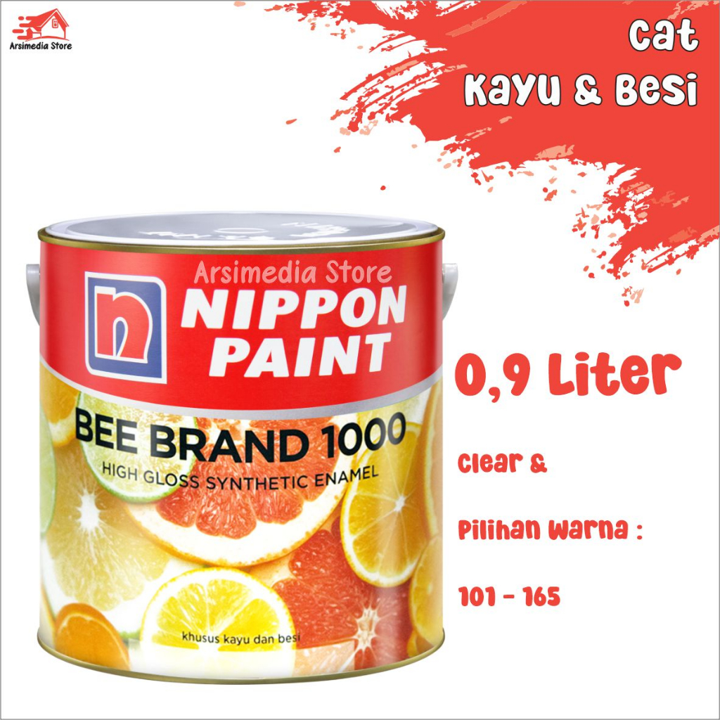 

Cat Kayu & Besi Nippon Bee Brand 1000 0,9 Lt / Liter (Clear & Warna 101 - 165)