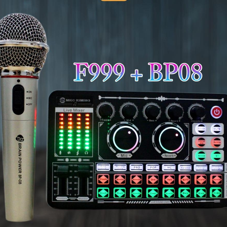 Soundcard F999+BP 08 Mic Paket Lengkap Set