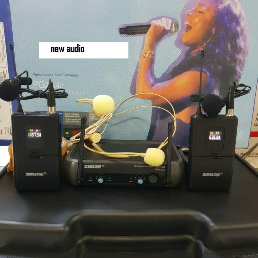 Mic Wireless PGX 242 + Koper ( 2 Mic Jepit 2 Headset )