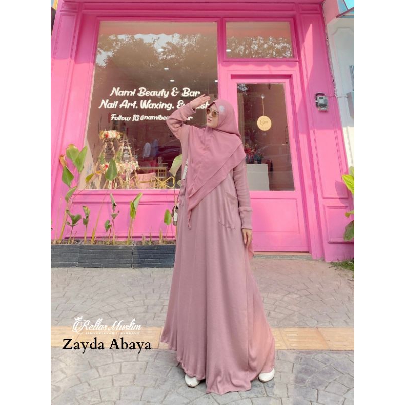 ZAYDA ABAYA ORIGINAL BY RELLAS MUSLIM | ABAYA KNIT | GAMIS KAOS | COTTON RIB | GAMIS SPORTY