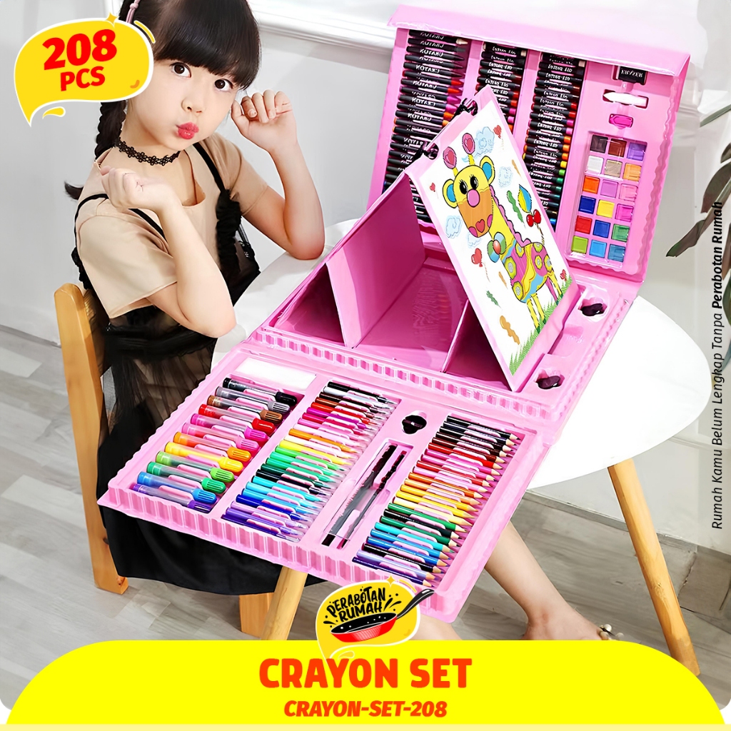 

PERABOTAN RUMAH Crayon Mewarnai Anak Pensil Warna Mewarnai atau Lukis Set 208Pcs