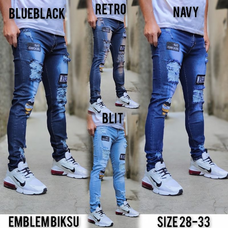 celana panjang sobek sobek distro - celana jeans pria terlaris - celana panjang ukuran jumbo bahan s