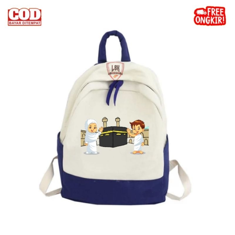 Tas ransel anak laki laki perempuan Paud, Tk, Sd kalakter muslim, manasik haji