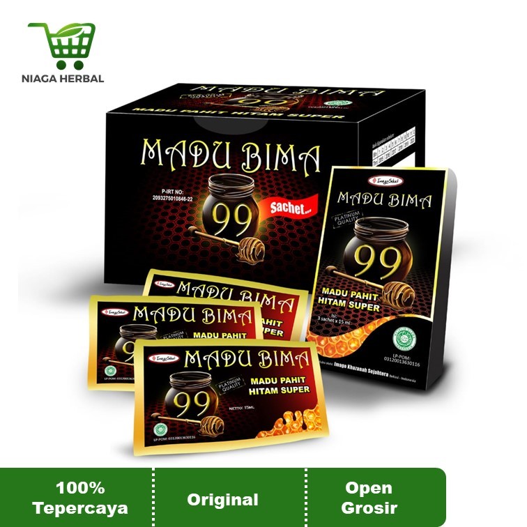 

Madu Murni Hitam Bima 99 Sachet Pahit Asli Black Honey Original 100% Organik