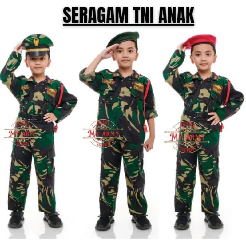 BAJU SERAGAM TNI ANAK SERAGAM TNI AD BAJU PROFESI ANAK PAUD TK BAJU KARNAVAL TNI ANAK