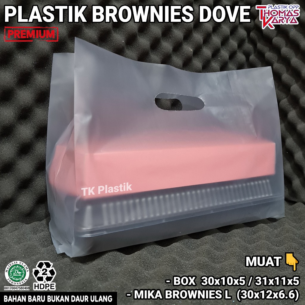 Softhandle Dove THANK YOU 33x30 isi 50 Tas Plastik muat Box Brownies L 30x10