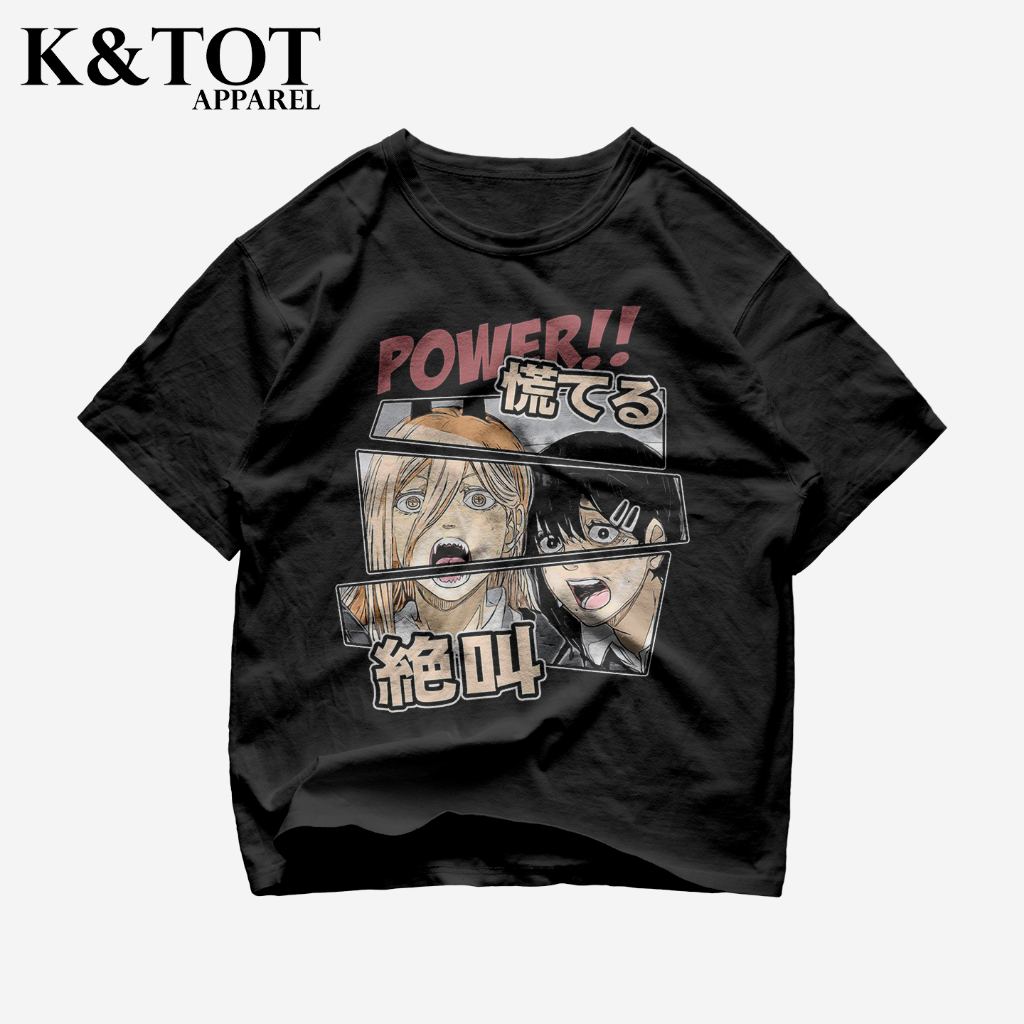 KNTOT - KAOS BAJU ANIME CHAINSAWMAN POWER KOBENI AFFRAID | TSHIRT OVERSIZE VINTAGE HITAM BOOTLEG - P