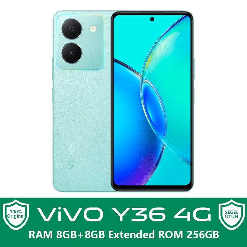 Vivo Y36 5G 8/256GB NFC RAM 8GB+8GB 44W FlashCharge Garansi Resmi - Y36 4G Aqua, Tanpa Bonus