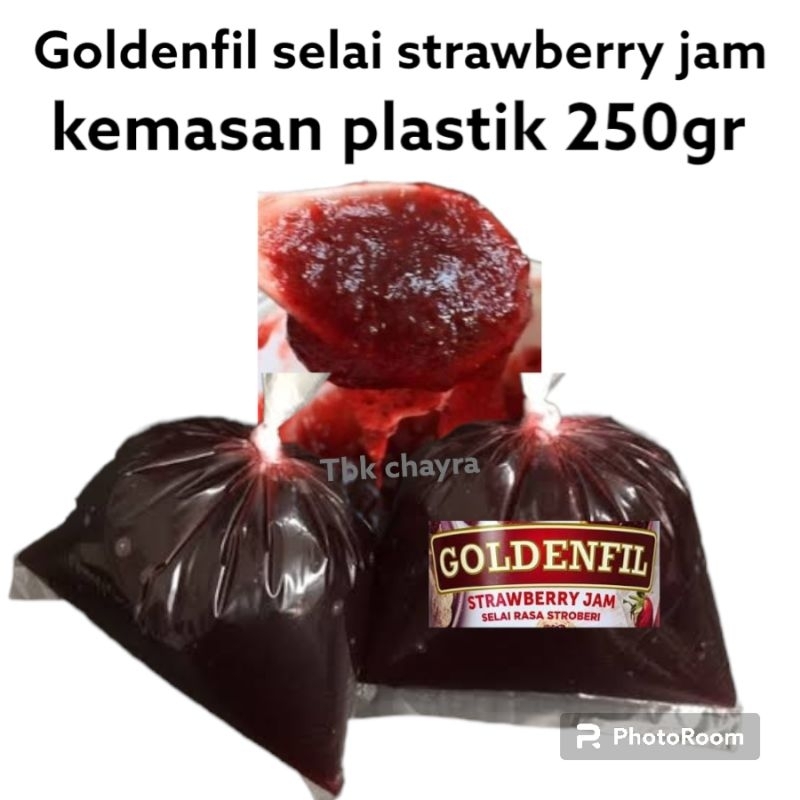 

selai goldenfil strawberry jam kemas plastik 500gr