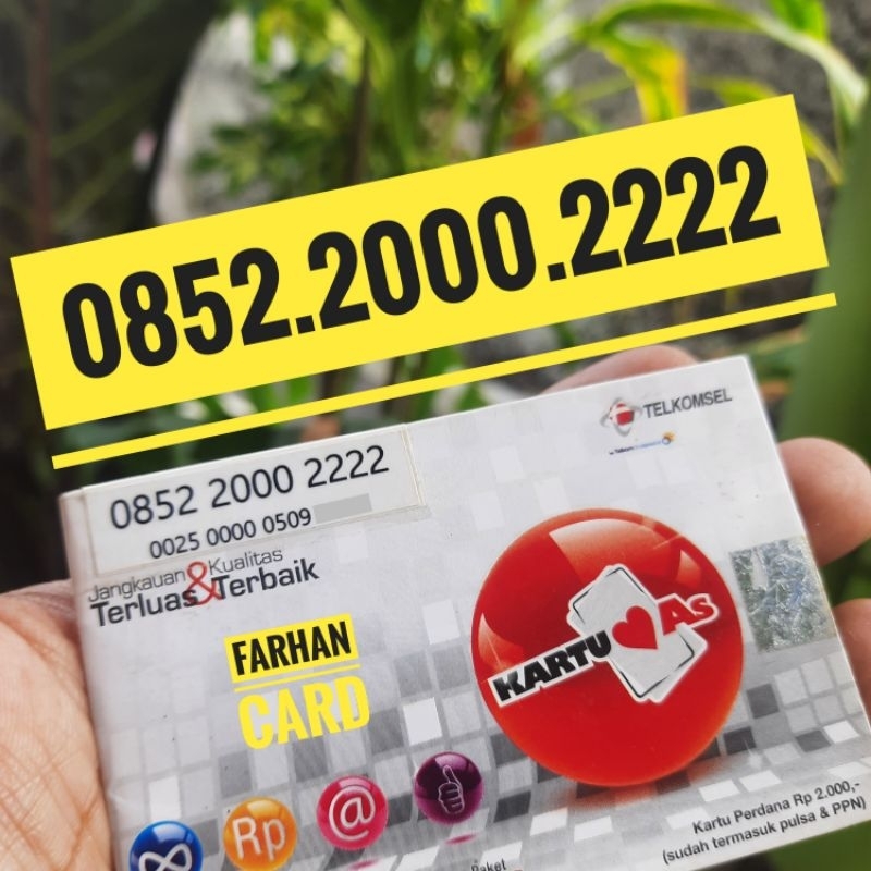 KARTU PERDANA AS TELKOMSEL NOMOR CANTIK SIMPATI SUPER PREMIUM MINIMALIS 4 VARIAN 2000 2222 0000 DOUB