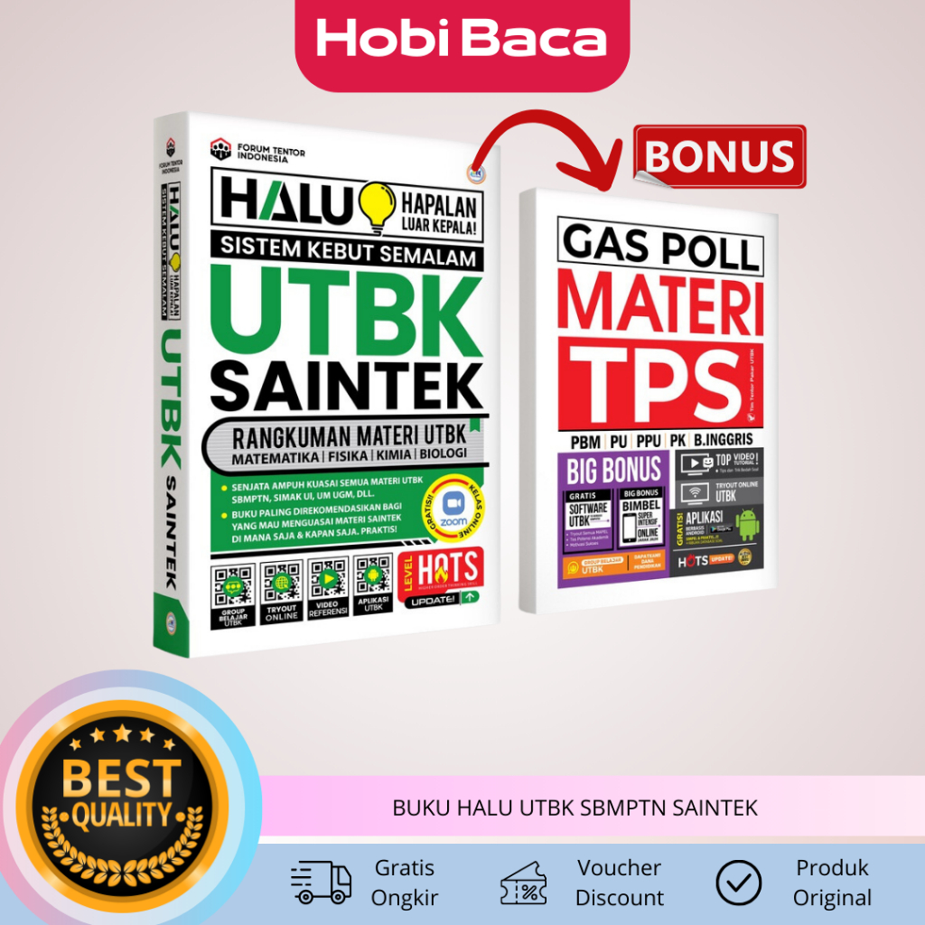 Buku Halu UTBK SBMPTN SAINTEK Bonus Gaspoll Materi Terlengkap TKA Per Mapel