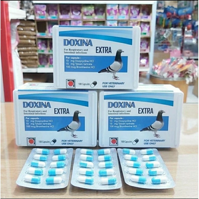 Doxina Extra 10 tablet Antibiotik Obat Pernapasan-Ngorok-Snot-Flu + Pencernaan Burung/Unggas