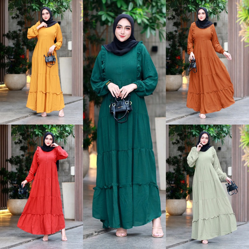 DASTER PANJANG GAMIS LOLITA DRESS PREMIUM CRINKLE AIRFLOW BY VIANA FASHION