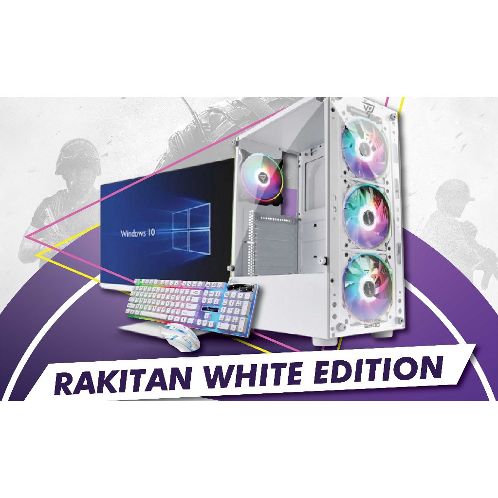 PC GAMING FULLSET i5-10400F Gen 10/8gb/SSD/VGA RX 580 8GB ddr5/MON LED 24 INC LENGKAP