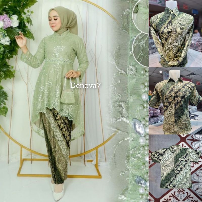 Couple kebaya modern / kebaya tile modern / couple kebaya keluarga / kebaya sage green / kebaya musl