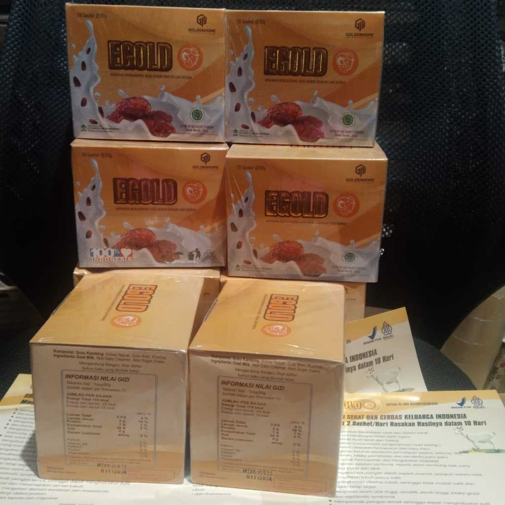 

SUSU KAMBING ETAWA EGOLD DENGAN RASA SARI KURMA 1BOX ISI 10 SACHET