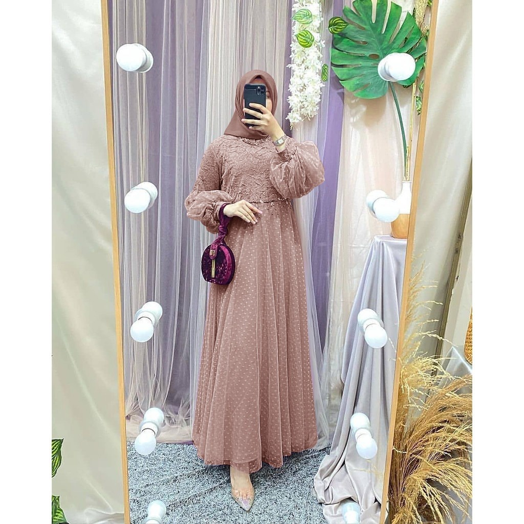 gamis busui kekinian dress / maxi salsa full brokat