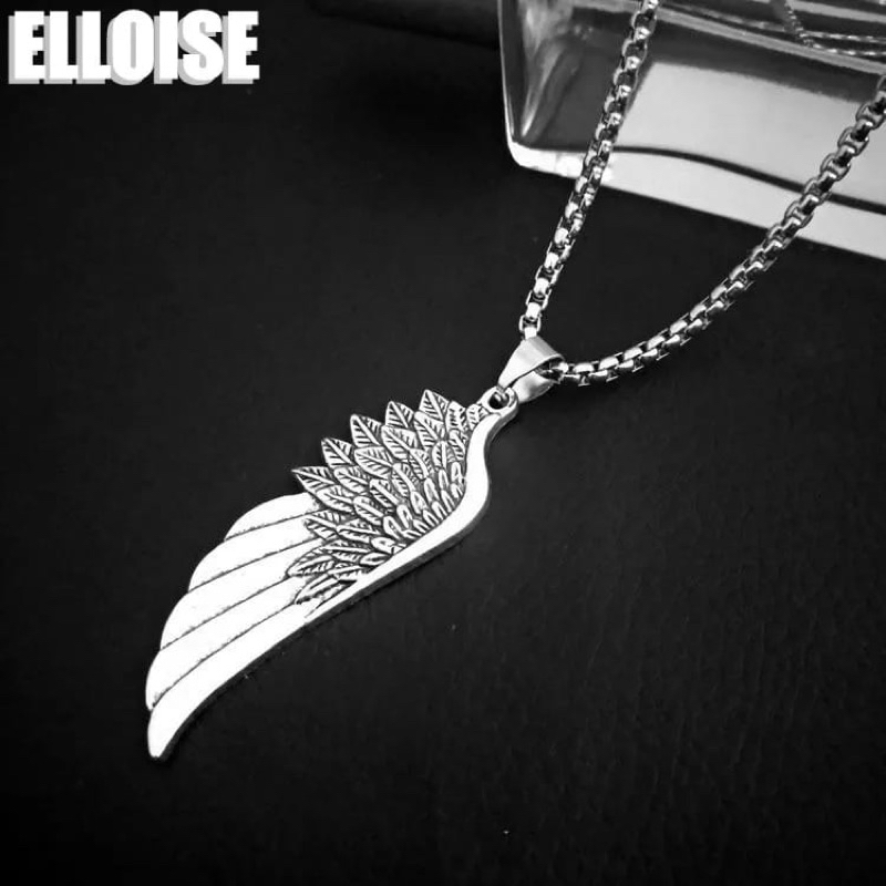 KALUNG TITANIUM PRIA DAN WANITA LIONTIN SAYAP ANTI KARAT