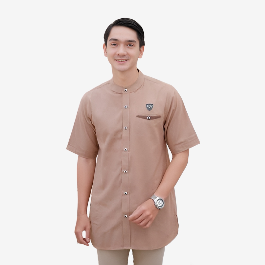 BARS CLOTH.CO Baju Koko Dewasa Lengan Pendek Kemko Kurta Rabbani Kombinasi Polos Exclusive Bahan Toy