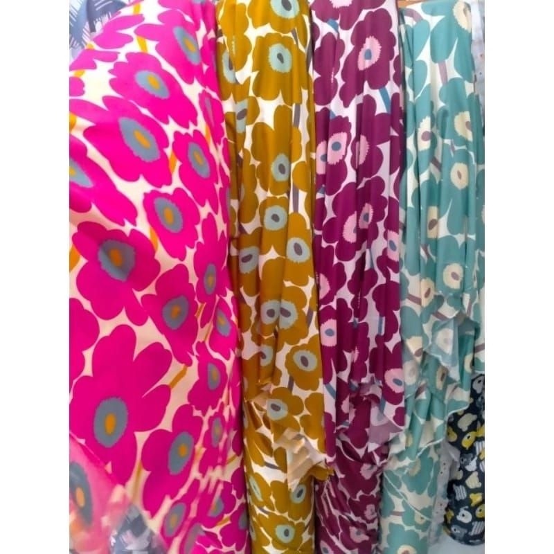 bahan kain katun rayon viscose premium motif bunga besar 01