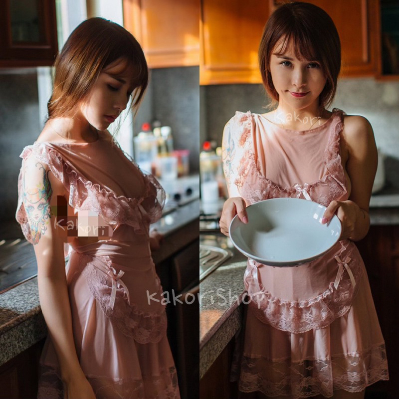 Yeowol Set Laces Dress Halloween Gaun Tidur Wanita Renda Transparan Setelan Pelayan Klinik Lace Baby