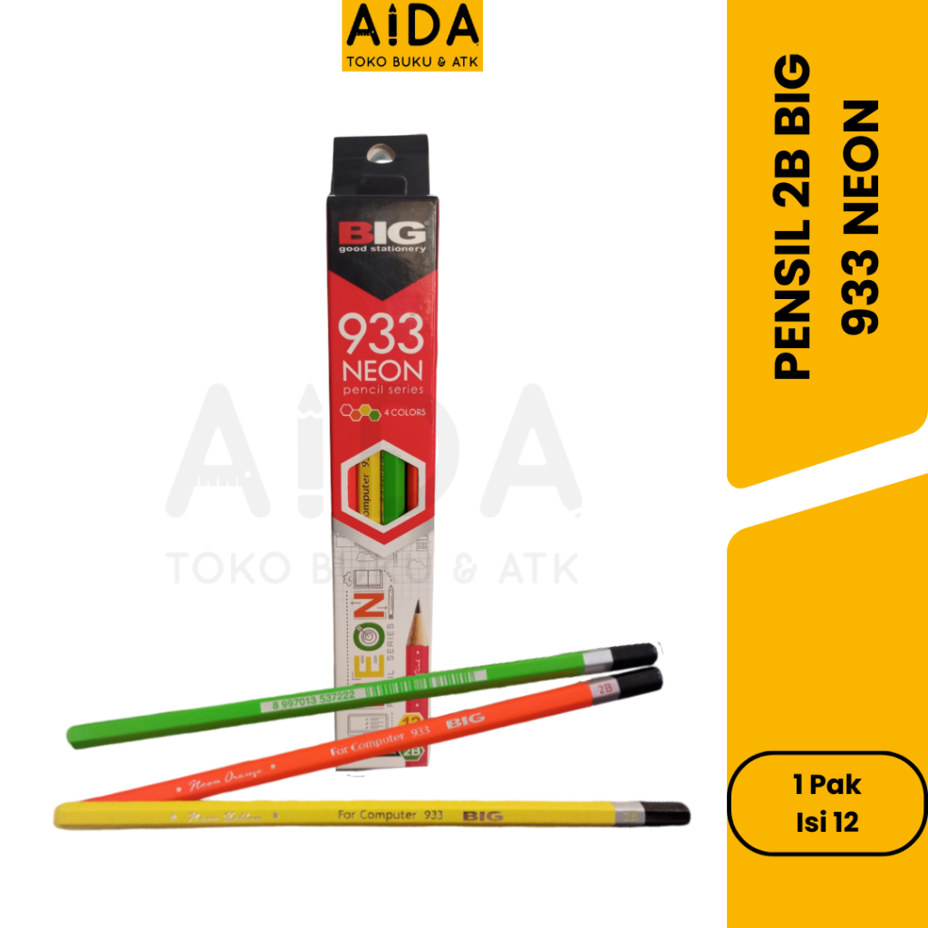 

Pensil 2B Big 933 Neon Pensil 1 Pak (Isi 12 Pcs) Pensil Ujian Murah