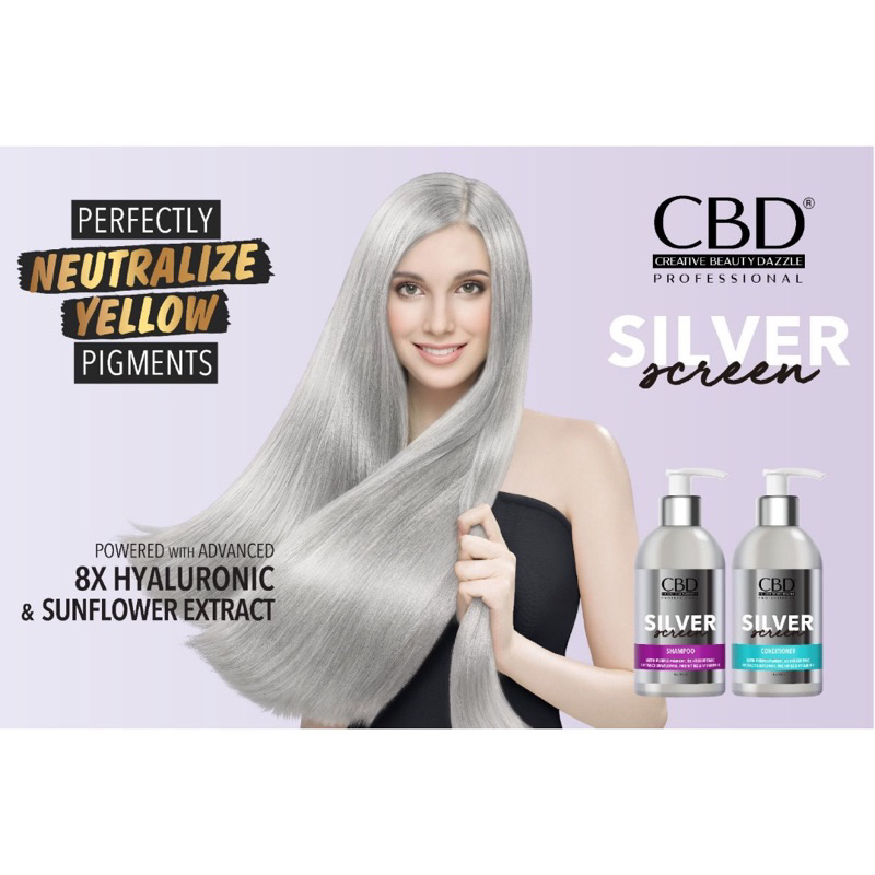 CBD Professional Silver Screen Shampoo Conditioner 250ml Collagen Pro Keratin Color Shield Hair Seru