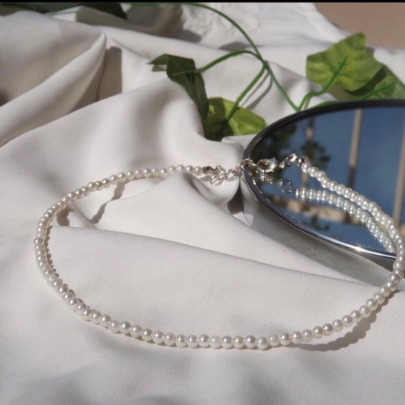 Kalung Full Mutiara Polos Vintage Model Simple Necklace Pria Wanita Unisex