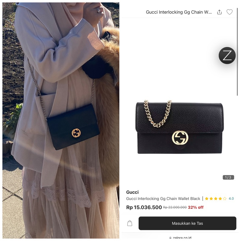 preloved Gucci interlocking wallet on chain authentic