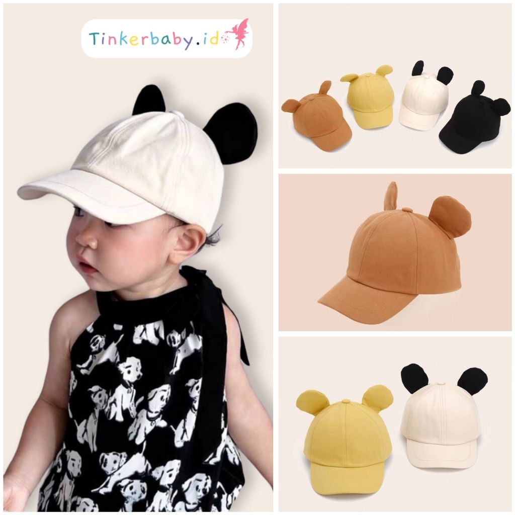 Topi Anak Laki Laki Lucu Model Kuping Polos Usia 1-4 Tahun Premium | Topi Anak Unisex Keren | Tinker