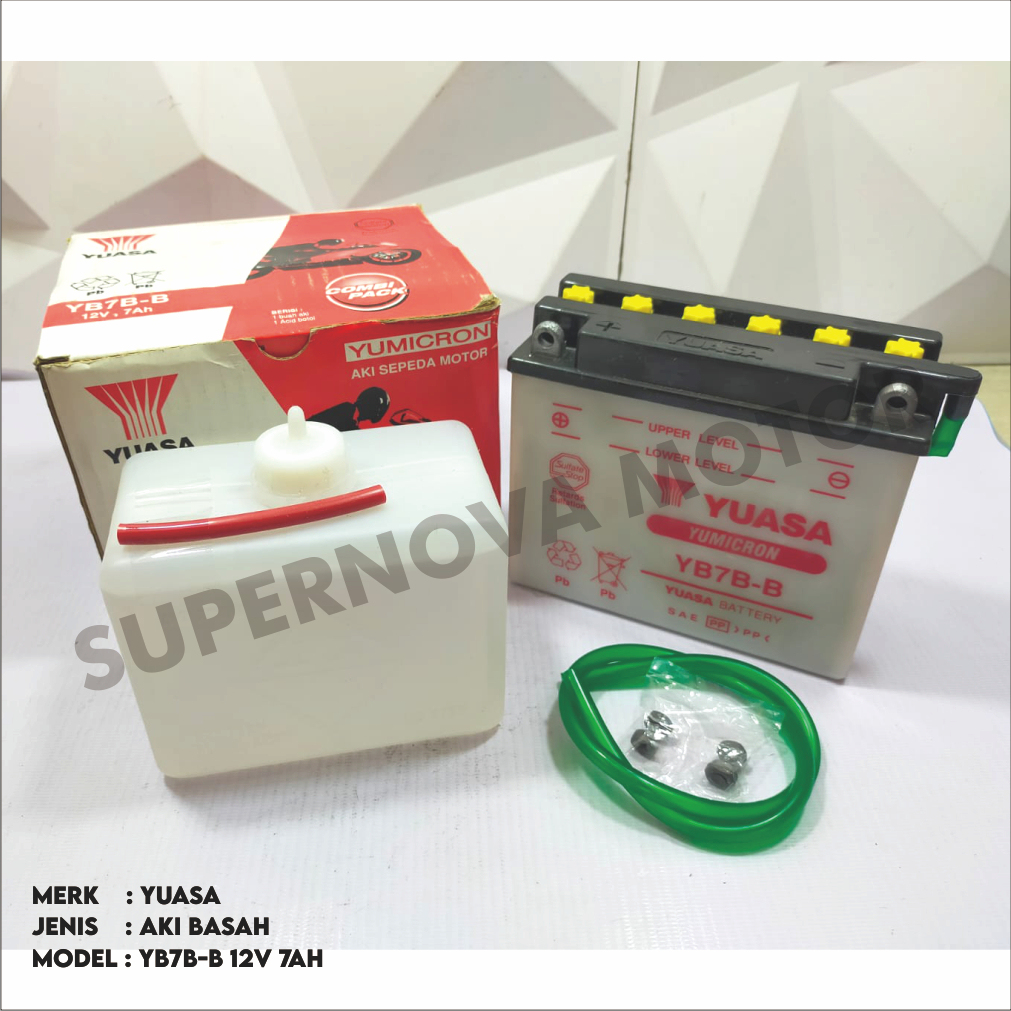 AKI YUASA YB7B-B 12V 7AH ACCU BATTERY MOTOR TIGER NOUVO SCORPIO MEGAPRO MERK YUASA