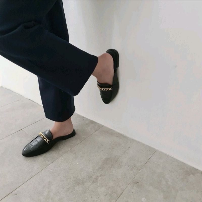 Shoep big sìze 41-45 selop mules wanita ANAY  rantai jumbo size