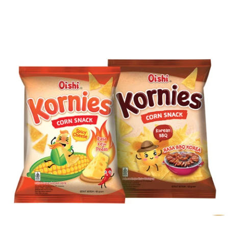 

Oishi Keripik Kornies Corn Snack 60gr - Bbq Korea / Keju Pedas