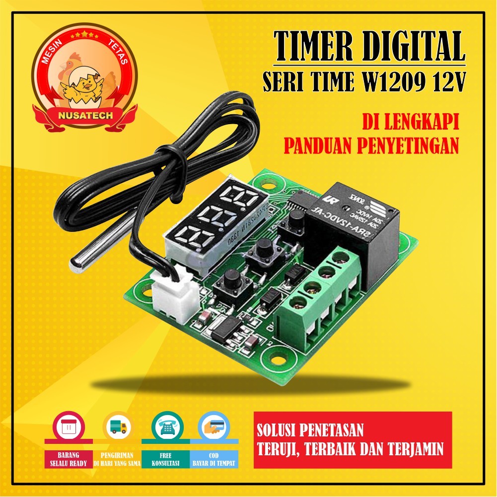 Termostat Digital 12V W1209 untuk Mesin Tetas