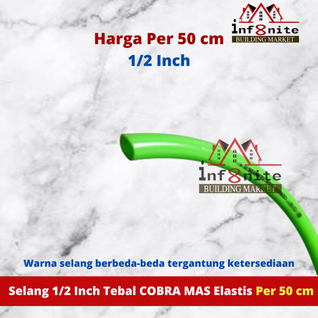 Selang Air Elastis Cobra Mas 1/2" Taman Lentur Tebal 1/2 Inch Per 50 cm