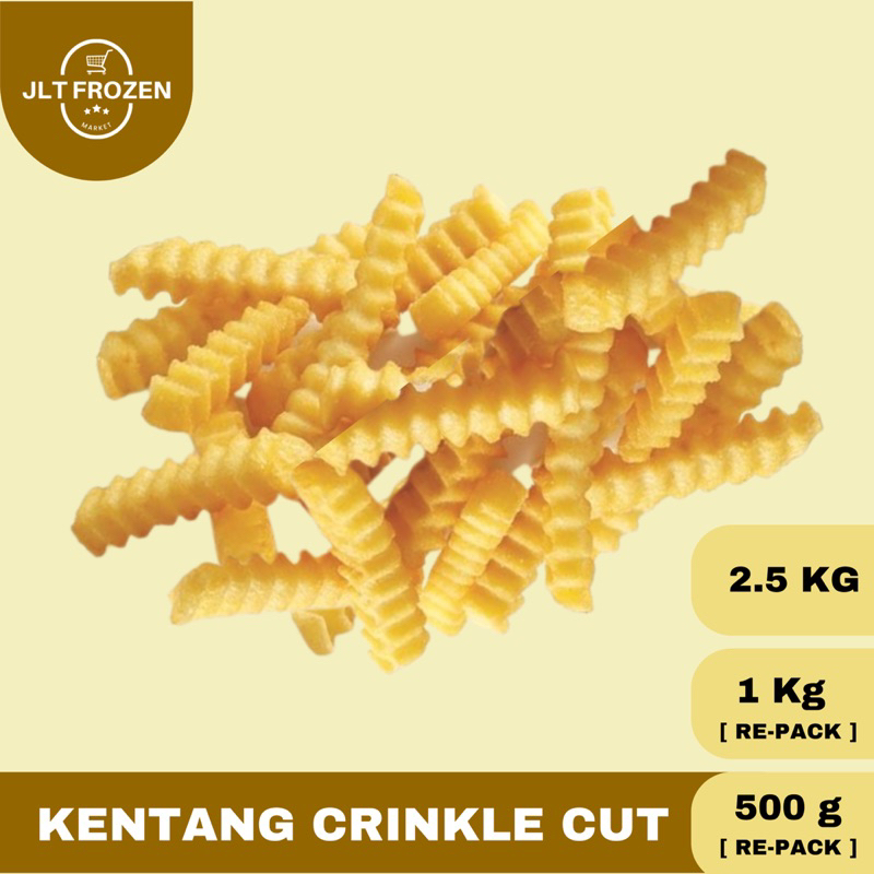 

Kentang Crinkle Cut / French Fries Crinkle Cut Frozen Re-Pack / Kentang Goreng - 250gr / 500gr