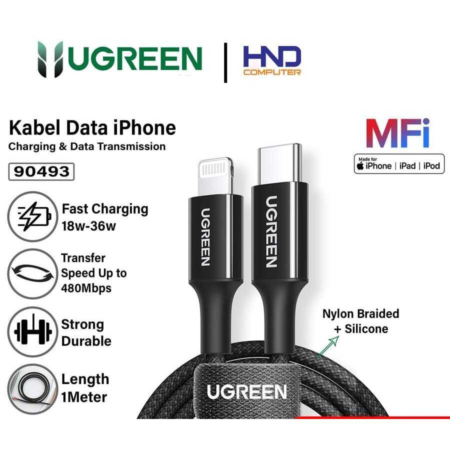 UGREEN Kabel Type C To Lightning Silicone Braided - 90493