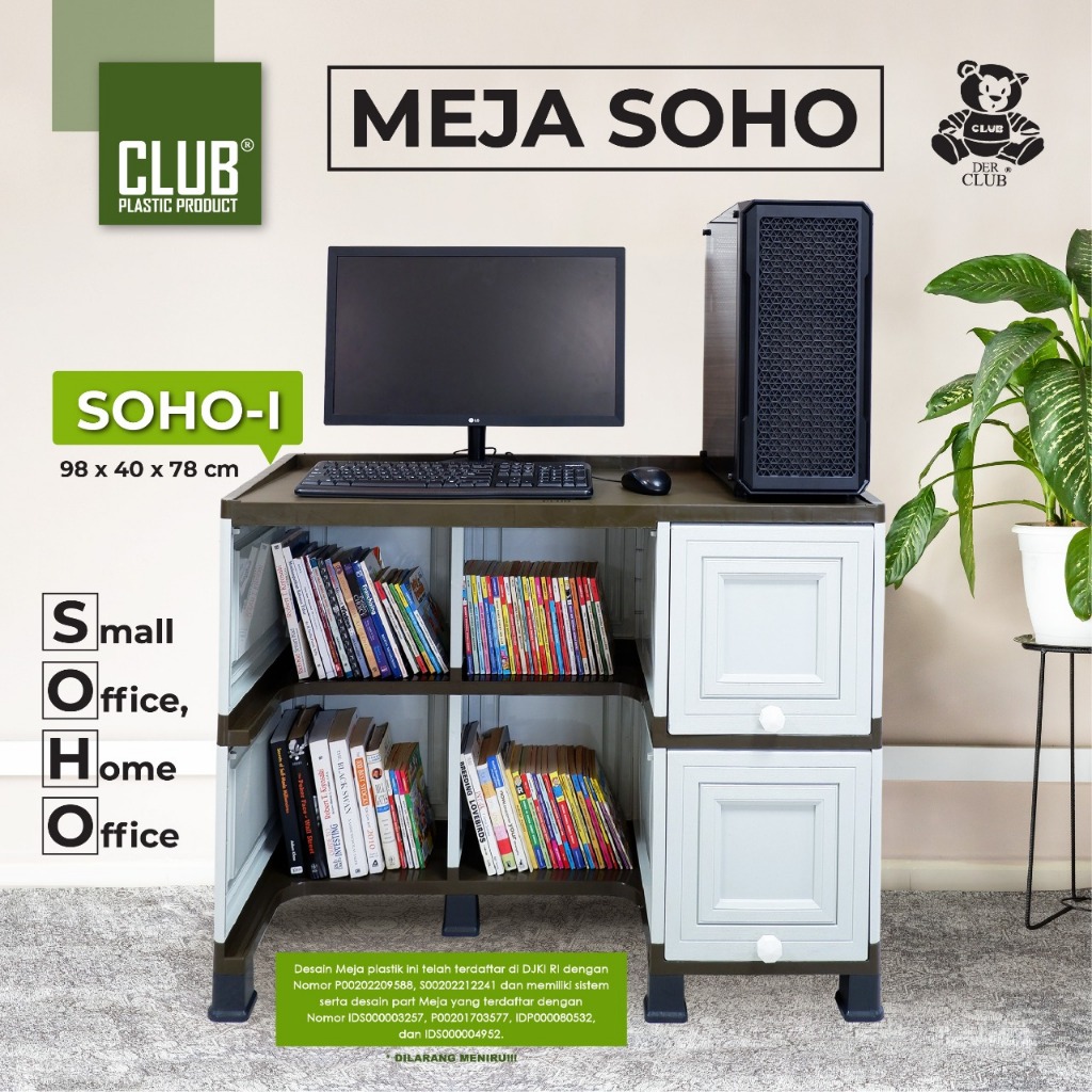 Meja Full Plastik SOHO/Meja Kuat Banget/Meja Awet Tahan Lama/Meja Serbaguna/Lemari dan Meja/Meja den