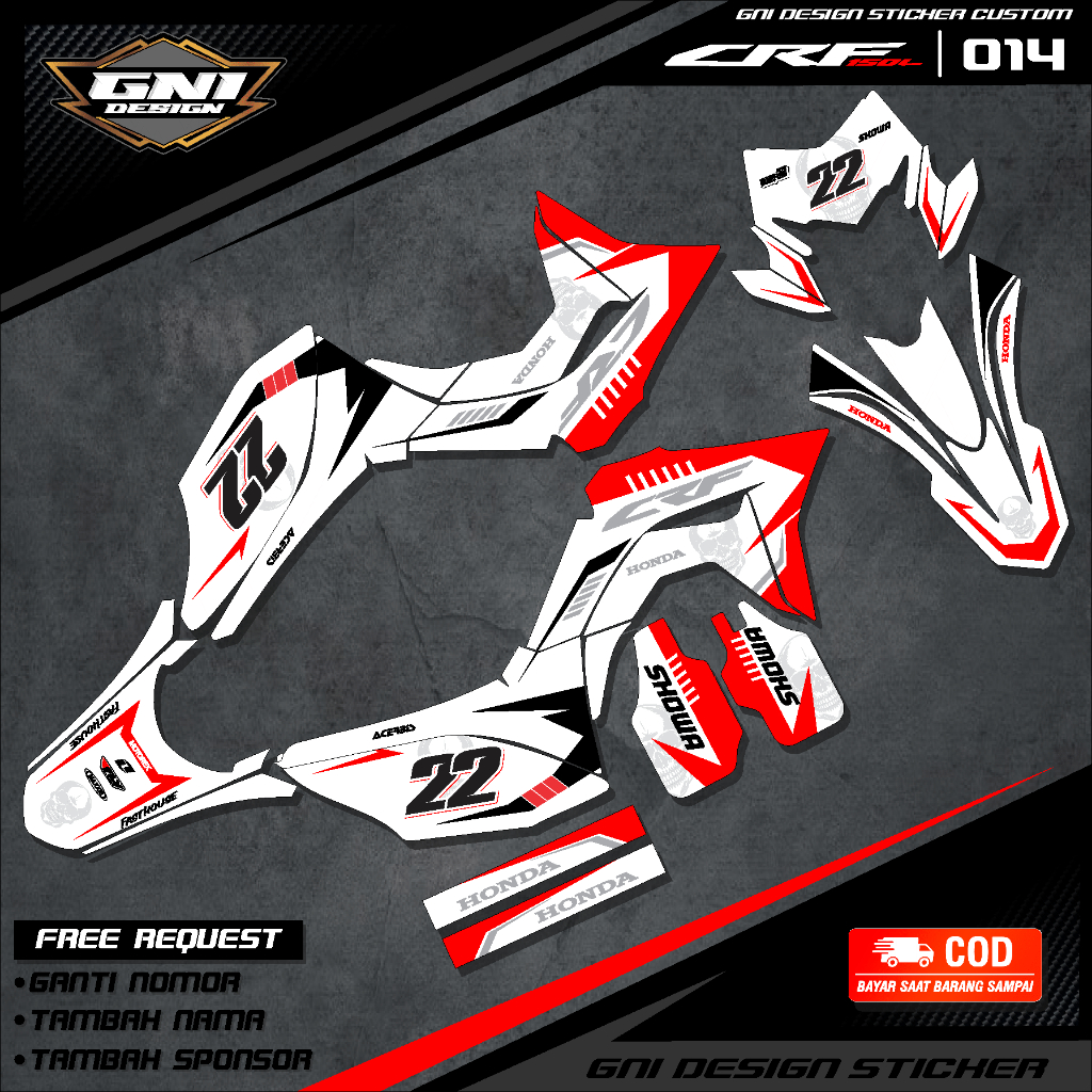 (BISA COD) Decal Stiker Dekal sticker CRF 150 L - Variasi LIs Motor CRF Custom Nama Nomor full body 