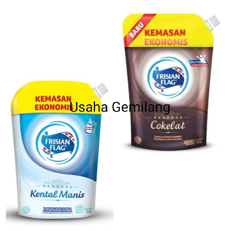 

Susu Frisian Flag Bendera Pouch 545gr Susu Kental Manis SKM Bendera Putih dan Coklat