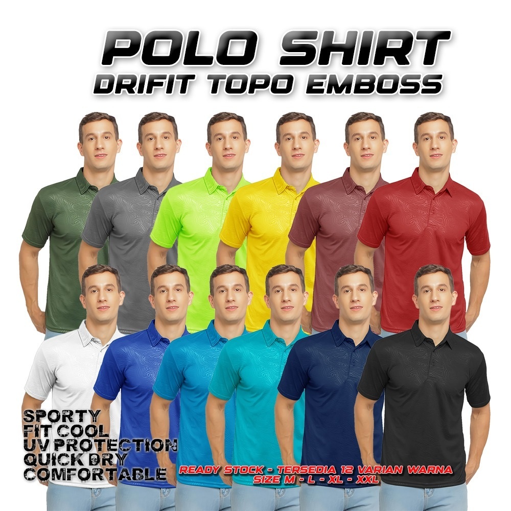Kaos Polo Dryfit Polos Motif Embos Topo / Kaos Olahraga Polo / Wangky  Dryfit Embos / Kaos Wangky