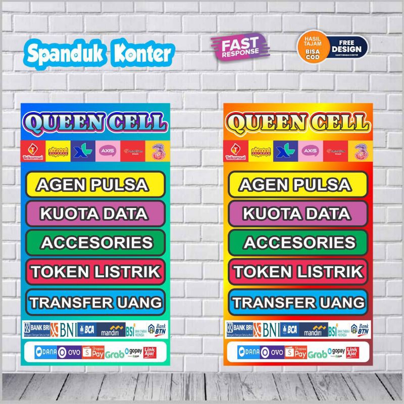 Spanduk konter pulsa Custom design